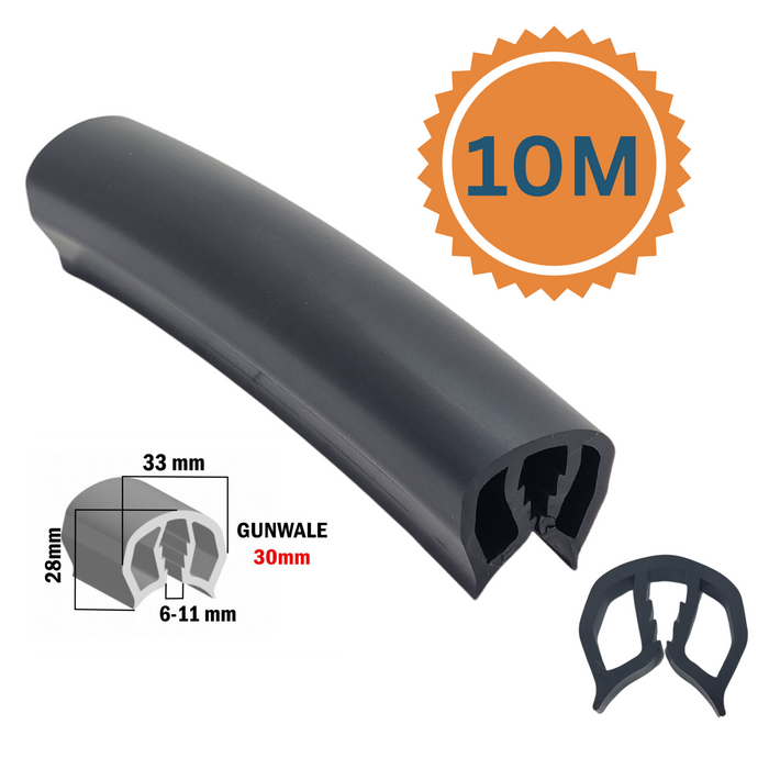 10 Metres Gunwale Rubber Black 30mm