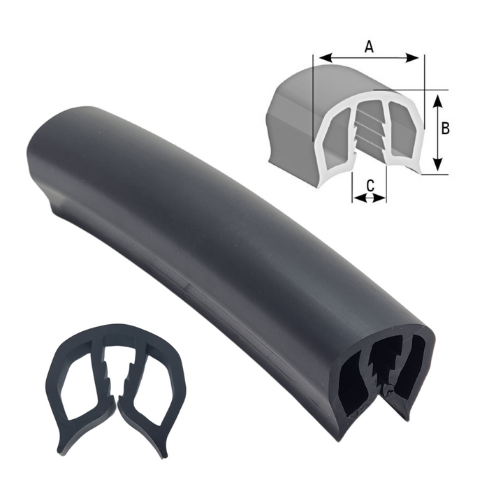 15 Metres Gunwale Rubber Black 40mm