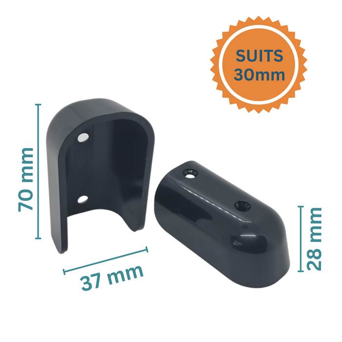 gunwale rubber end caps black 30mm