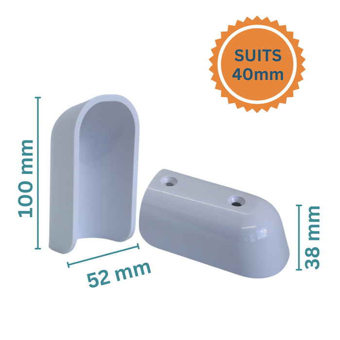 gunwale end caps white 40mm