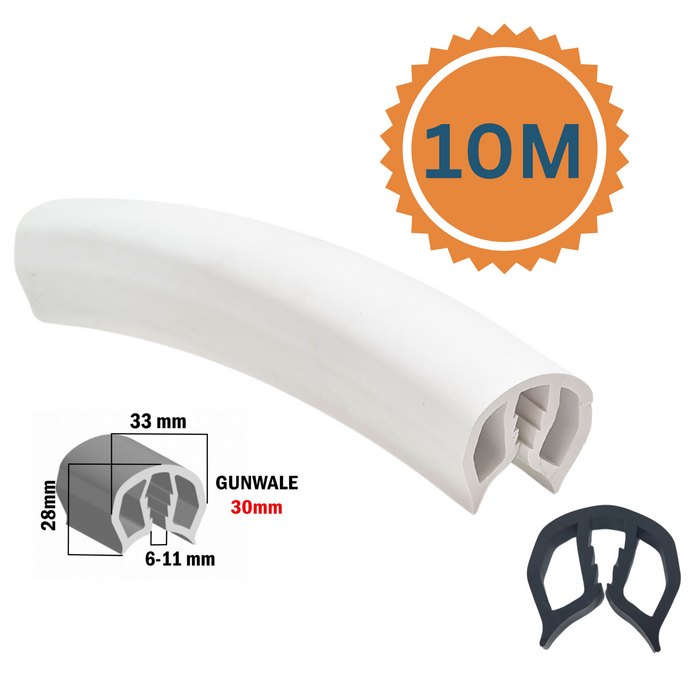 10 Metres Gunwale Rubber White 30mm