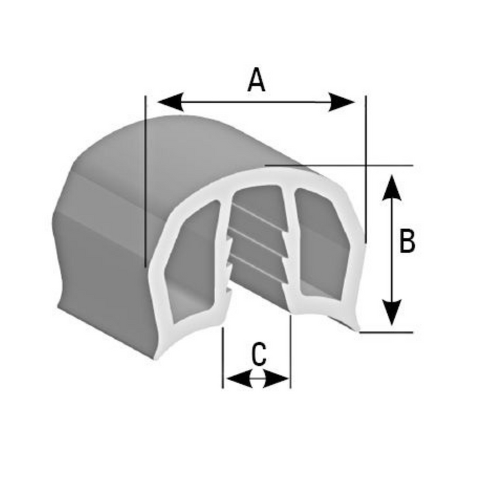15 Metres Gunwale Rubber Black 40mm