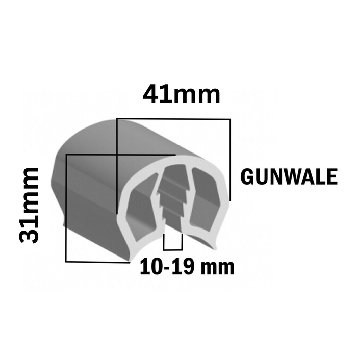 Gunwale Rubber Coex White With Black Strip 40mm Per Metre