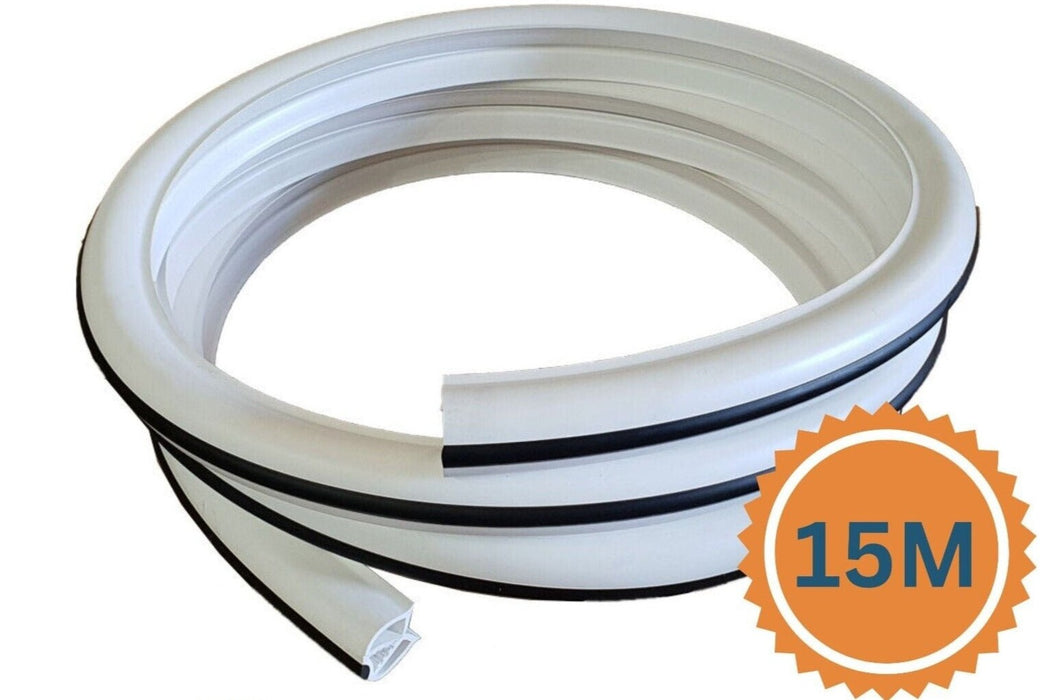 15 Metres Gunwale Rubber Coex White With Black Strip 40mm