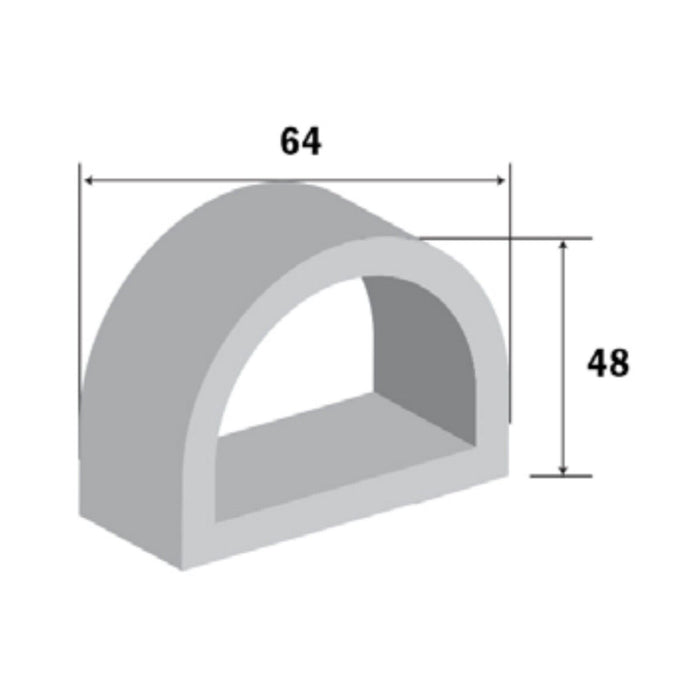 Gunwale Rubber White 'D' Pontoon Fender Buffer 64mm Per Metre