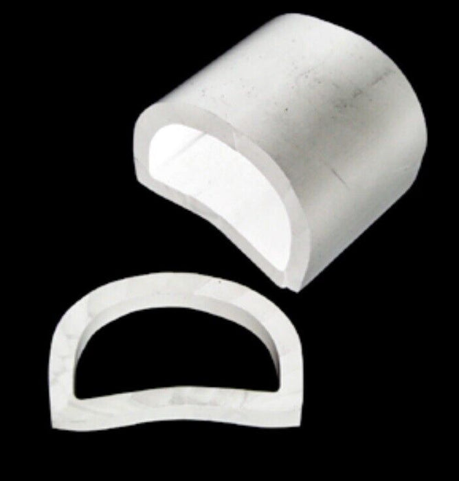 Gunwale Rubber White 'D' Pontoon Fender Buffer 64mm Per Metre