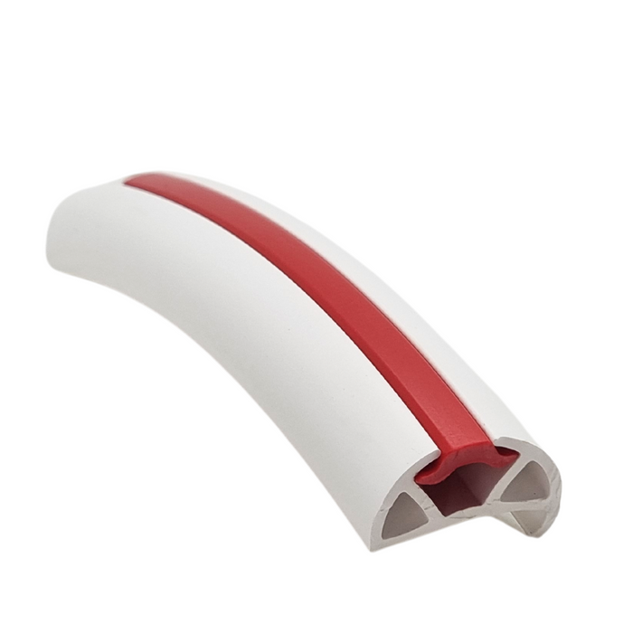 10 Metres White Gunwale Rubber Base with Red Insert