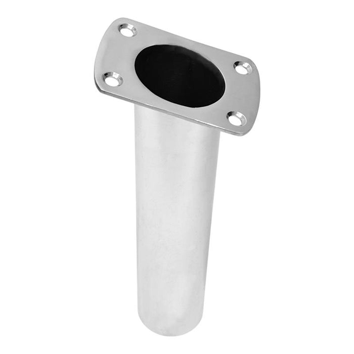 Polished 316 stainless slimline flush mount fishing rod holder 30 degree 200mm