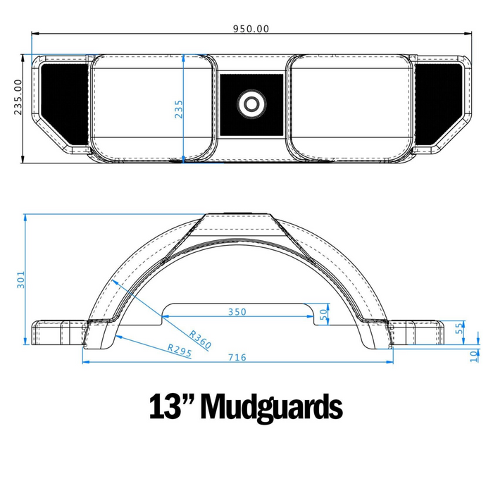 Plastic Trailer Mudguard Grey 13"