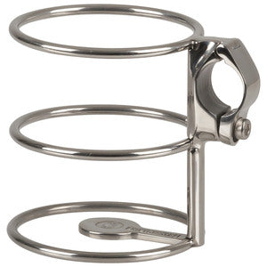 316 Stainless Rail Mount Drink Holder 25mm – Adjustable 3-Ring