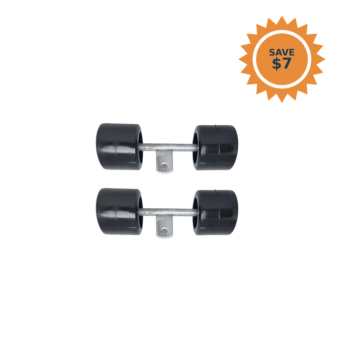 2 pack of 4 inch smooth black double wobble roller assemblies