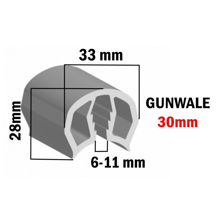10 Metres Gunwale Rubber Black 30mm
