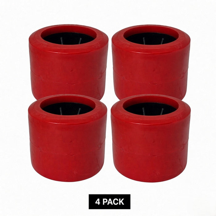 4 pack red 4 inch smooth wobble rollers for fibreglass boat trailers
