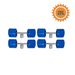4 pack of 4 inch smooth blue double wobble roller assemblies