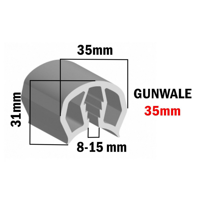12 Metres Gunwale Rubber Black 35mm