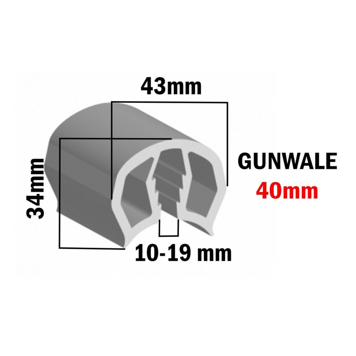 15 Metres Gunwale Rubber Black 40mm
