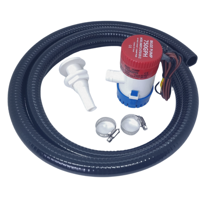 Bilge Pump Kit 3/4" With 750GPH Pump Straight