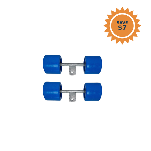 2 pack of 4 inch smooth blue double wobble roller assemblies