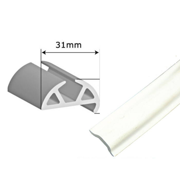 15 Metres White Gunwale Rubber Base with White Insert Plus 2x Corner Caps