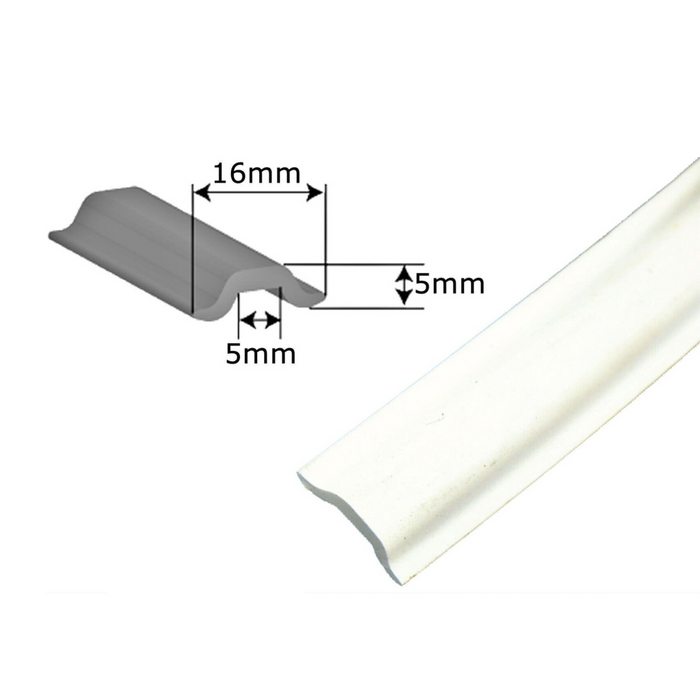 15 Metres White Gunwale Rubber Base with White Insert Plus 2x Corner Caps