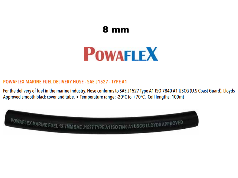 8mm Fuel Hose A1 Certified- Sold By Meter