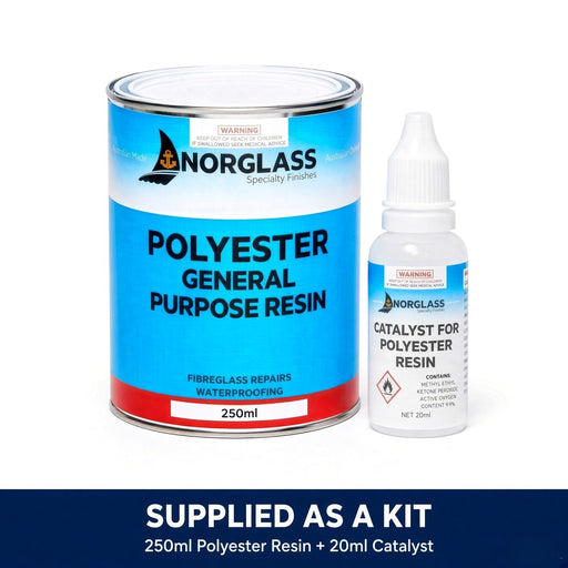 Norglass Polyester Resin 250ml and Catalyst 20ml 9005 9404