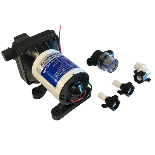 SEAFLO RV1-030-055-42 RV Supreme MK2 12V water pump kit with inlet filter and 1/2 inch fittings
