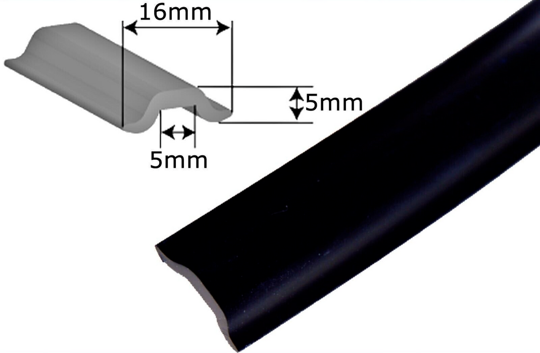 Black Gunwale Rubber Insert Per Metre