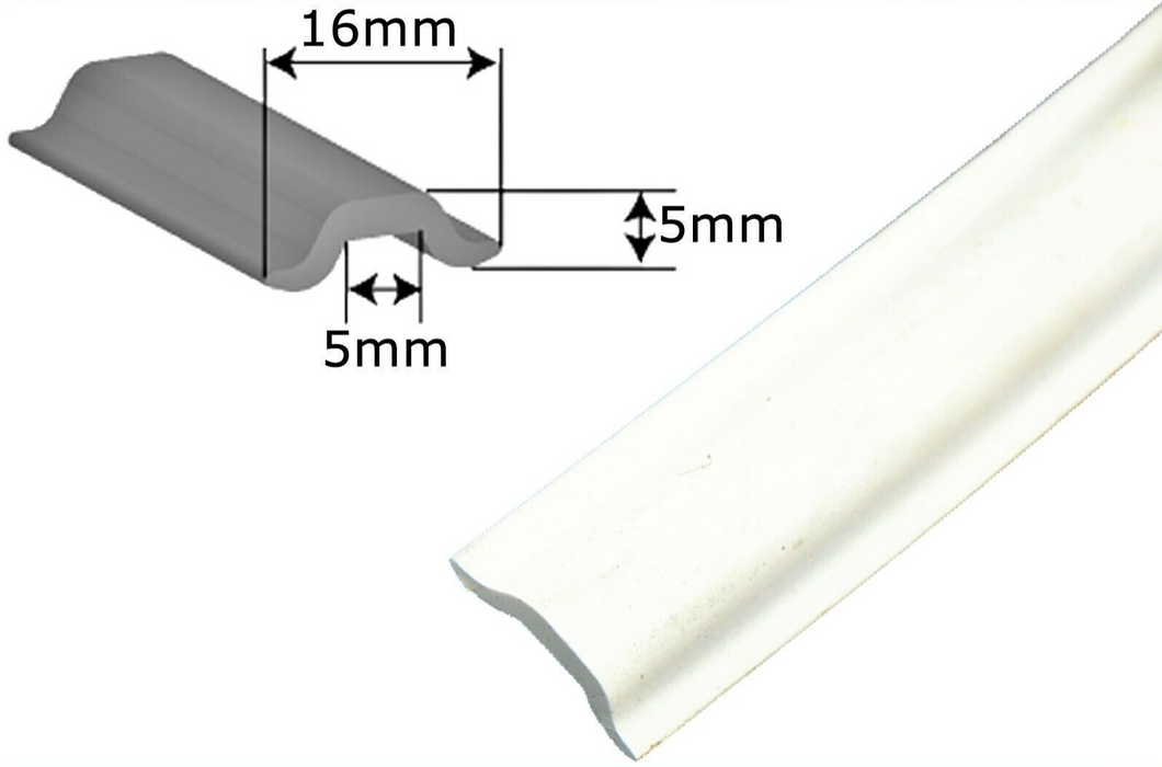 White Gunwale Rubber Insert Per Metre