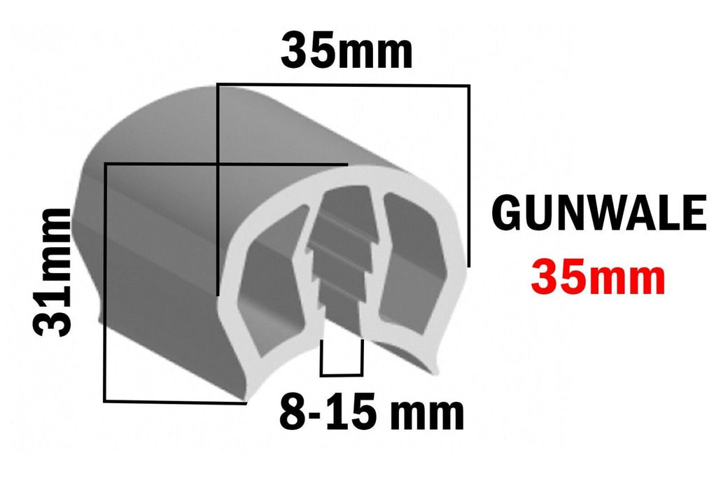12 Metres Gunwale Rubber White 35mm