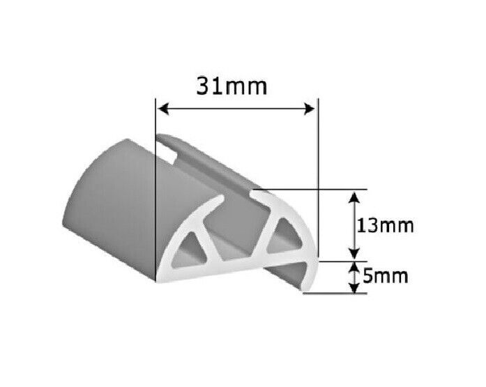 15 Metres White Gunwale Rubber Base with White Insert Plus 2x Corner Caps