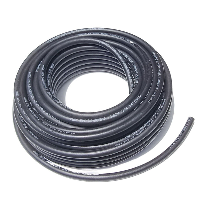 Black 10mm SAE 30R7 rubber outboard fuel line coil, sold per metre for above-deck use