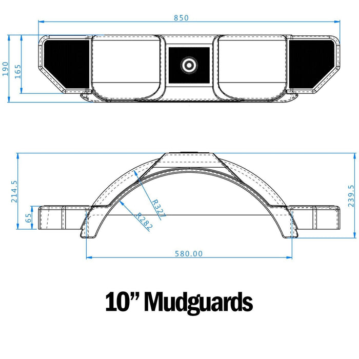 Plastic Trailer Mudguard White 10"